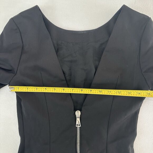 FLAVIO CASTELLANI Black Low Back Fur Trim Cocktail Dress US 8/ 44 Italy - Picture 3 of 10